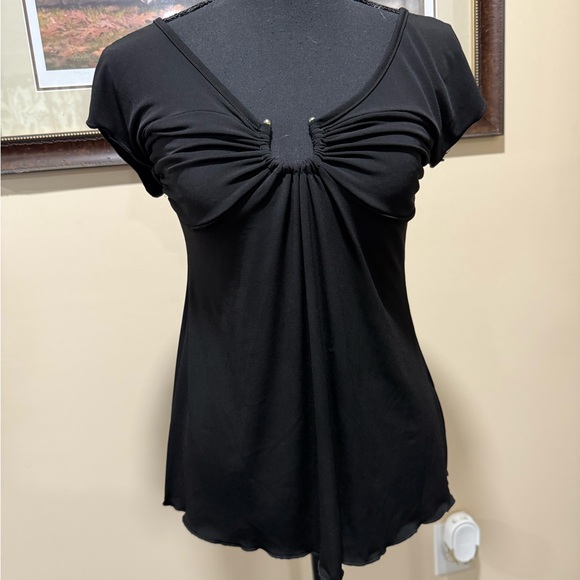 A. Byer Tops - A. Byer Black Low V-Neck Blouse